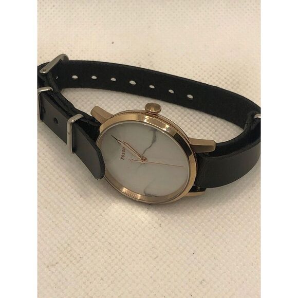 Fossil ES4404 Women's Black Leather Analog White Dial Quartz Wrist Watch KS311 - Picture 7 of 9